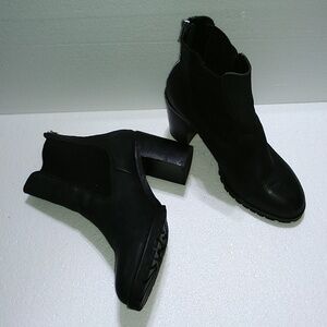 Chinese Laundry Black Leather Rear Zip Platform Ankle Boots Size 11 42.5